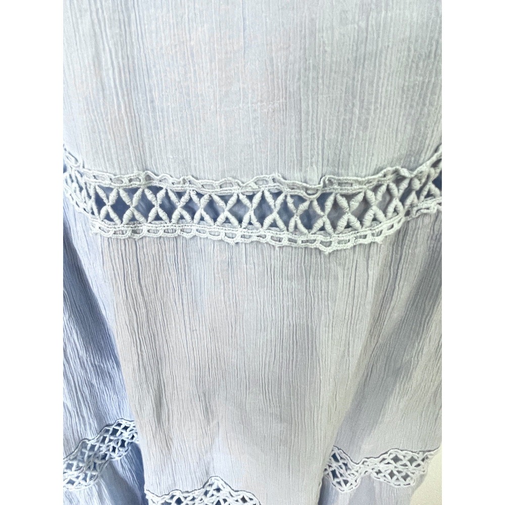 Guess Womens Ethereal Lace-Up Tiered Maxi Dress Size XL Blue Boho Cottagecore - Picture 7 of 11